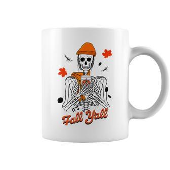 Skeleton It’S Fall Y’All Thanksgiving Funny Autumn Halloween Coffee Mug | Favorety UK