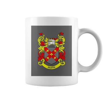Smith Family Coat Of Arms Red And Gold House Shield Gray Background Graphic T Shirt Coffee Mug - Seseable