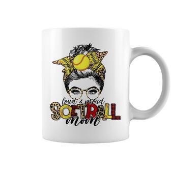 Softball Mom Leopard Mom Messy Hair Bun Mothers Day Coffee Mug | Favorety AU