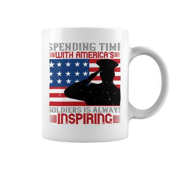 Spending Time With Americas Soldiers Is Always Inspiring Veterans Day Gifts Coffee Mug - Monsterry CA