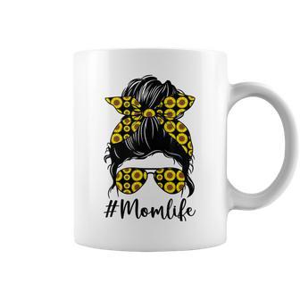 Sunflowers Mom Life Messy Bun Hair Sunglasses Mothers Day Coffee Mug | Favorety CA