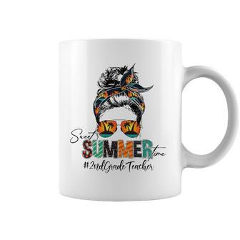 Sweet Summer Time 2Nd Grade Teacher Messy Bun Beach Vibes Coffee Mug | Mazezy