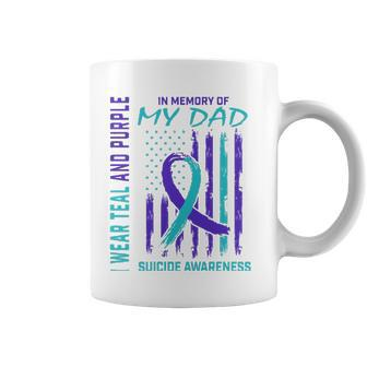 Teal Purple Ribbon In Memory Of Dad Suicide Awareness Flag Coffee Mug | Mazezy