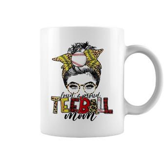 Teeball Mom Leopard Ball Mom Messy Hair Bun Mothers Day Coffee Mug | Favorety CA