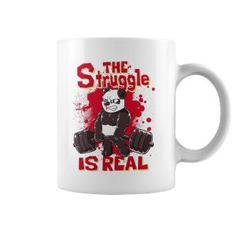 The Struggle Is Real Panda Fitness Gym Bodybuilding Coffee Mug | Mazezy