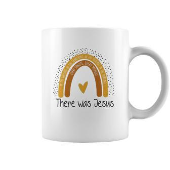 There Was Jesus Polka Dot Boho Rainbow Christian Easter Day Coffee Mug | Mazezy
