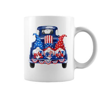 Usa Patriotic Gnomes With American Flag Hats Riding Truck Coffee Mug | Mazezy