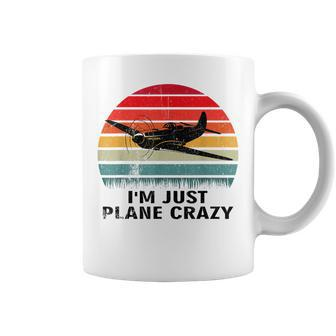 Vintage Im Just Plane Crazy Airplane Pilots Aviation Day Coffee Mug - Seseable