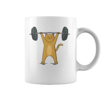 Weightlifting - Cat Barbell Fitness Lovers Gift Coffee Mug | Mazezy