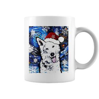 White German Shepherd Santa Starry Night Dog Christmas Coffee Mug | Mazezy