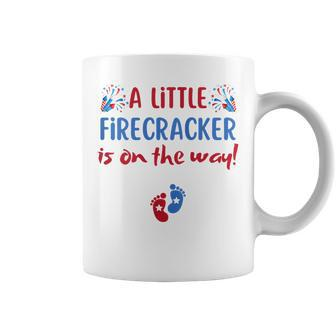 Womens 4Th Of July Pregnancy A Little Firecracker Is On The Way Coffee Mug - Seseable