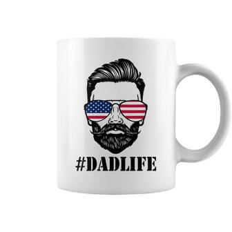 Womens Dad Life Sunglasses American Flag Fathers Day 4Th Of July Coffee Mug - Seseable