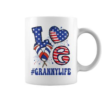 Womens Granny Love Usa Flag Grandma 4Th Of July Family Matching Coffee Mug - Seseable