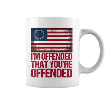 Womens Old Glory Betsy Ross Im Offended That Youre Offended V-Neck Coffee Mug | Mazezy