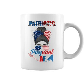 Womens Patriotic Pregnant Af Baby Reveal 4Th Of July Pregnancy V2 Coffee Mug - Seseable