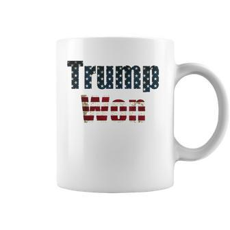 Womens Trump Won Fourth Of July Flag 2024 V-Neck Coffee Mug | Mazezy