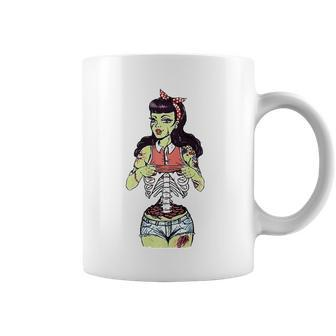Zombie Pin-Up Girl Halloween Costume Coffee Mug | Mazezy