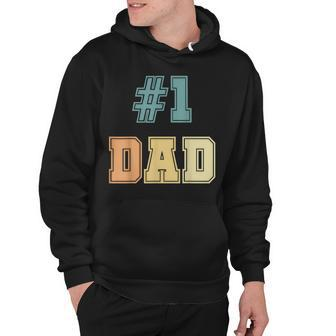 1 Dad Number One Dad Fathers Day Vintage Style Hoodie - Thegiftio UK