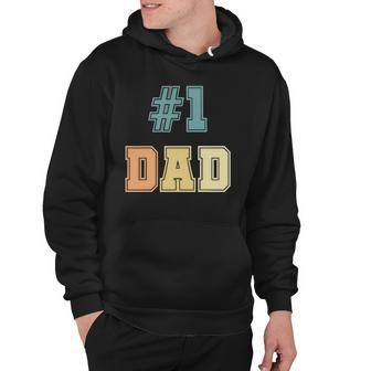 1 Dad Number One Dad Fathers Day Vintage Style V2 Hoodie - Thegiftio UK