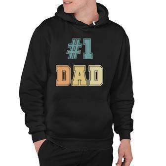 1 Dad Number One Dad Fathers Day Vintage Style V2 Hoodie - Thegiftio