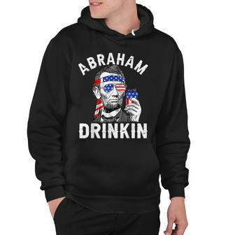 4Th Of July Abraham Drinking Merica Abe Lincoln Beer Lover Hoodie - Seseable