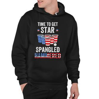 4Th Of July Beer Pong Time To Get Star Spangled Hammered Hoodie - Seseable