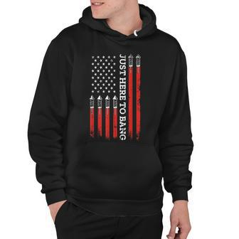 4Th Of July Fireworks With Usa Flag And Just Here To Bang Hoodie - Seseable