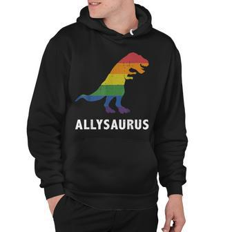 Allysaurus Dinosaur In Rainbow Flag For Ally Lgbt Pride Hoodie | Mazezy
