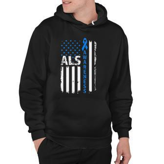 Als Awareness Blue Ribbon Us America Flag 2022 Gifts Hoodie | Mazezy