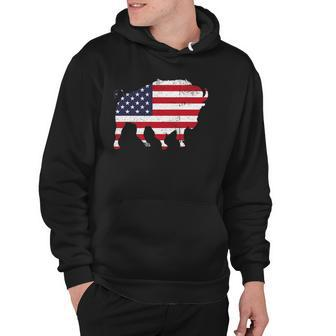American Bison 4Th Of July Wildlife Animal Us Flag Buffalo Hoodie | Mazezy CA