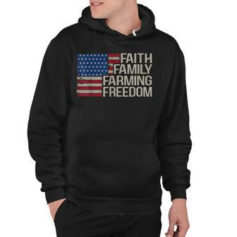 American Flag 4Th Of July Faith Family Farming Freedom Hoodie - Seseable