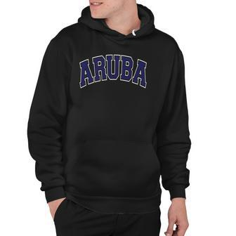 Aruba Varsity Style Navy Blue Text Hoodie | Mazezy