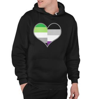 Asexual Aromantic Pride Flag Heart Nonsexual Equality Month Hoodie | Mazezy