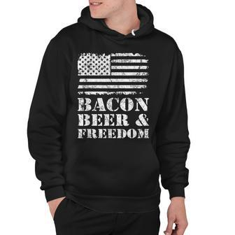 Bacon Beer & Freedom - Bbq Grilling Usa Flag Funny Drinking Hoodie - Thegiftio UK