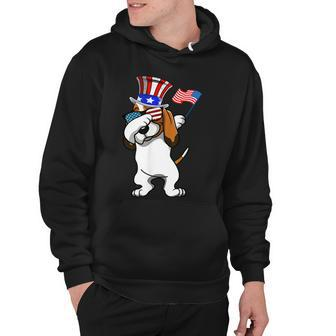 Basset Hound Dabbing Dog Dad 4Th Of July Hoodie - Seseable