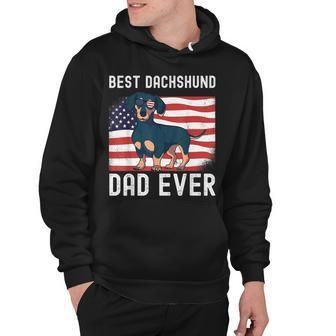 Best Dachshund Dad Ever American Flag 4Th Of July Weiner Dog Hoodie - Seseable