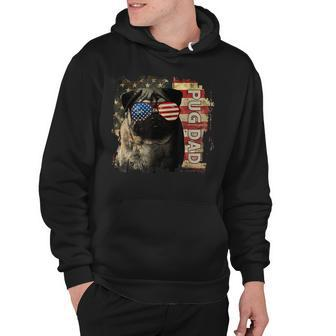 Best Pug Dad Ever American Flag 4Th Of July Fathers Day Hoodie - Seseable