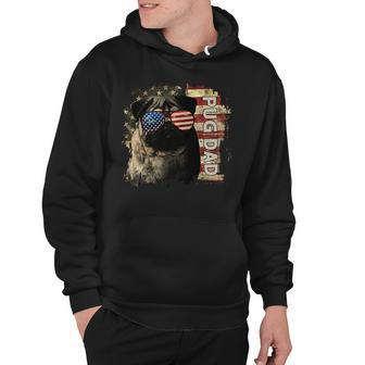 Best Pug Dad Ever American Flag 4Th Of July Pug Lovers Gift Hoodie - Seseable