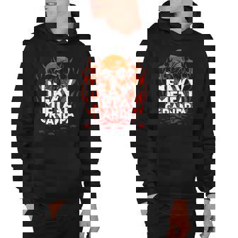 Brutal Heavy Metal Crew Heavy Metal Grandpa Skull On Flames Hoodie | Mazezy