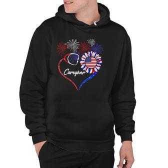 Caregiver Sunflower American Flag 4Th Of Julygifts Hoodie | Mazezy