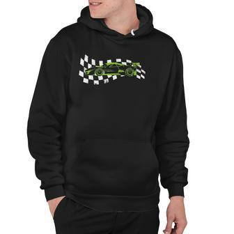 Checkered Flag Indiana With Racecar Hoodie | Mazezy