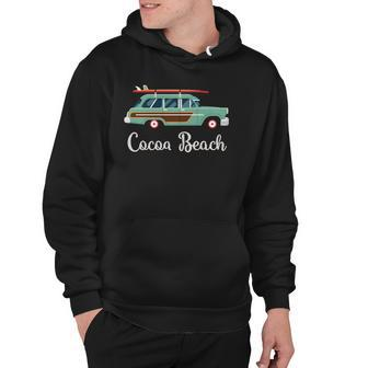 Cocoa Beach Fl Retro Surf Wagon Souvenir Graphic Hoodie | Mazezy