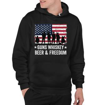 Dad Grandpa Veteran Us Flag Guns Whiskey Beer Freedom T-Shirt Hoodie - Monsterry