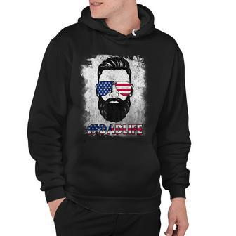 Dad Life Beard Sunglasses Usa Flag Fathers Day 4Th Of July Hoodie - Seseable