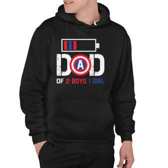 Dad Of 2 Boys 1 Girl Battery Usa Flag Father Day 4Th Of July Hoodie | Mazezy