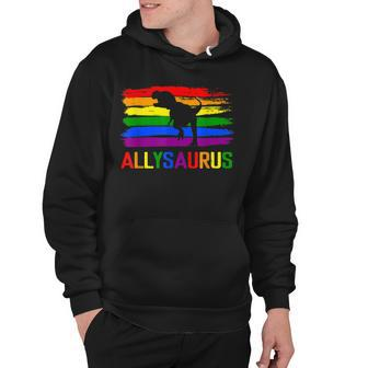 Dinosaur Lgbt Gay Pride Flag Allysaurus Ally T Rex Men Boys Hoodie - Seseable