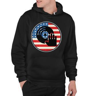 Dj Player Dad Disc Jockey Us Flag 4Th Of July Mens Gift Hoodie - Seseable