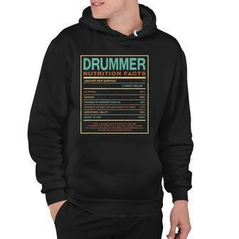 Drummer Nutrition Facts Funny Drum Player Humor Hoodie | Mazezy