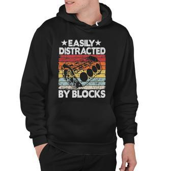 Easily Distracted By Blocks Racing Car Parts Funny Mechanic Hoodie | Mazezy