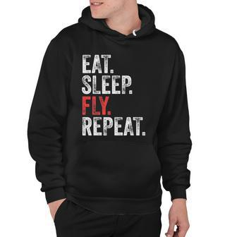 Eat Sleep Fly Repeat Aviation Pilot Funny Vintage Distressed Hoodie | Mazezy